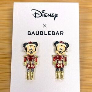 Brand New Disney x BaubleBar Mickey Mouse Christmas Nutcracker Drop Earrings